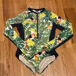 Duluth Trading Co. Suit Up Rashguard Swimsuit with Built-in Bra, Size 10